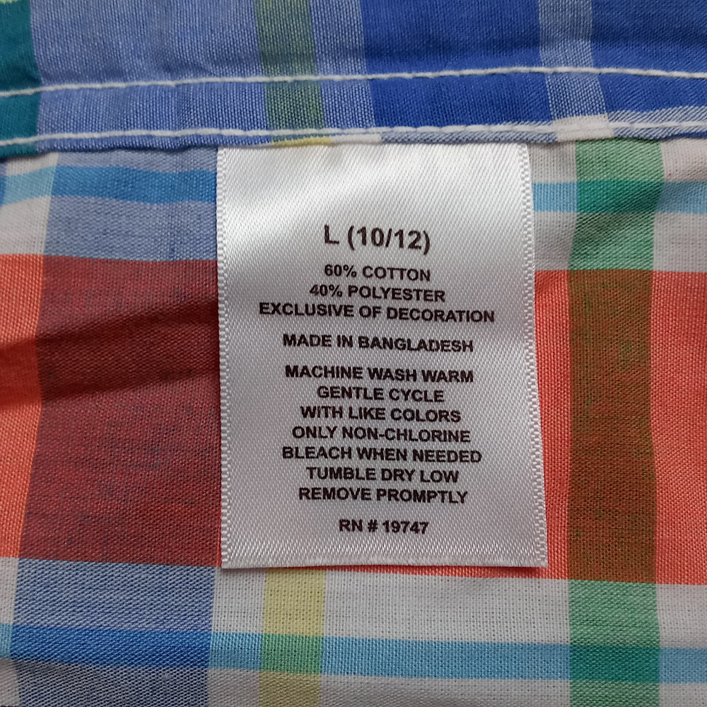 Wrangler Boy's L 10-12 Short Sleeve Plaid Button - Picture 8 of 8